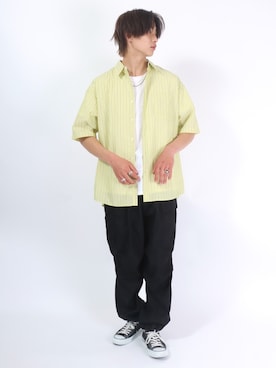 「ビッグシャツ」｜「アイテム（その他）」を使った、Salong hameu【Official】さん（メンズ・174cm）の夏コーディネート
