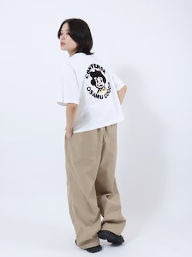 「OSAMU GOODS（オサムグッズ）のCONVERSE White×OSAMU GOODSコラボ イラストキャラクタープリント＆サガラ刺繍 半袖Tシャツ/ワイドシルエット（全5柄）（Tシャツ/カットソー、ホワイト系）」を使った、Salong hameu【Official】さん（メンズ・175cm）の夏コーディネート