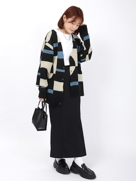 「総柄トップス」｜「アイテム（その他）」を使った、Salong hameu【Official】さん（レディース・157cm）の冬コーディネート