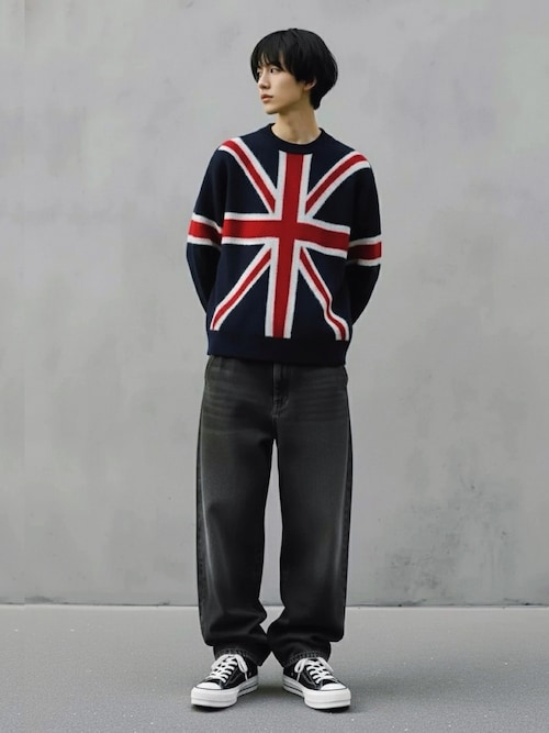 セール】星条旗フラッグ・ユニオンジャック国旗 ジャガード編みニット
