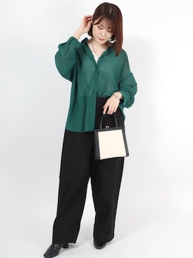 「シースルー」｜「アイテム（チノパンツ）」を使った、Salong hameu【Official】さん（レディース・157cm）の春コーディネート