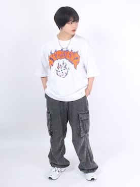 「アイテム（カーゴパンツ）」を使った、Salong hameu【Official】さん（レディース・165cm）の春コーディネート