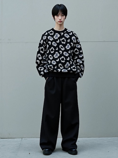 セール】レオパード総柄ジャガードニットセーター メンズ レディース