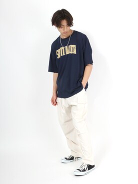 「アイテム（カーゴパンツ、ホワイト系）」を使った、Salong hameu【Official】さん（メンズ・174cm）の夏コーディネート