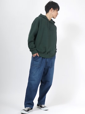 「スウェットパーカー」｜「アイテム（その他）」を使った、Salong hameu【Official】さん（メンズ・179cm）の秋コーディネート