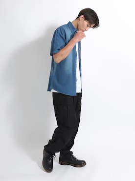 「アイテム（カーゴパンツ）」を使った、Salong hameu【Official】さん（メンズ・174cm）の夏コーディネート