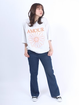 「フラワープリント」｜「アイテム（その他）」を使った、Salong hameu【Official】さん（レディース・156cm）の夏コーディネート