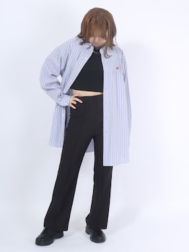 「オーバーシャツ」｜「アイテム（その他）」を使った、Salong hameu【Official】さん（レディース・164cm）の春コーディネート