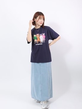 「アイテム（デニムスカート）」を使った、Salong hameu【Official】さん（レディース・157cm）の夏コーディネート