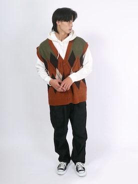 「ベストコーデ」｜「アイテム（パーカー）」を使った、Salong hameu【Official】さん（メンズ・174cm）の秋コーディネート