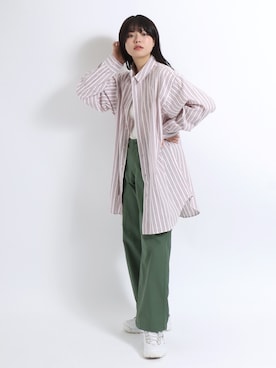 「ビッグシャツ」｜「アイテム（その他）」を使った、Salong hameu【Official】さん（レディース・165cm）の春コーディネート