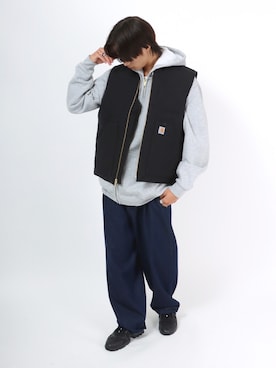 「スウェットパーカー」｜「アイテム（その他）」を使った、Salong hameu【Official】さん（メンズ・174cm）の秋コーディネート
