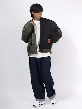 「ワーク」｜「アイテム（MA-1）」を使った、Salong hameu【Official】さん（メンズ・174cm）の冬コーディネート