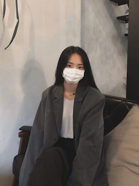 「西裝外套」｜「アイテム（アクセサリー）」を使った、JZOさん（レディース・165cm）の秋コーディネート