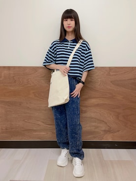 「WEGO（ウィゴー）のアイテム（ポロシャツ）」を使った、𝓎さん（レディース・156cm）の夏コーディネート