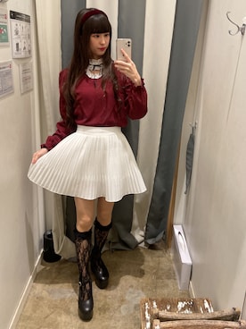 「フレンチガーリー」｜「アイテム（カチューシャ）」を使った、𝓎さん（レディース・156cm）の冬コーディネート