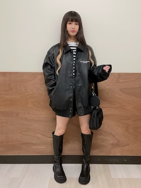 「WEGO（ウィゴー）のアイテム（ブルゾン）」を使った、𝓎さん（レディース・156cm）の秋コーディネート