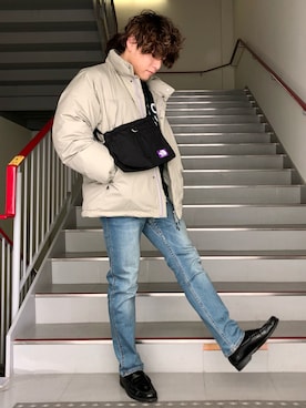 「MIZUNO（ミズノ　）のアイテム（ジャケット/アウター）」を使った、さとすけさん（メンズ・163cm）の冬コーディネート