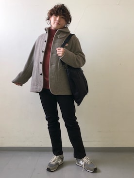「DANTON（ダントン）のアイテム（ブルゾン）」を使った、さとすけさん（メンズ・163cm）の冬コーディネート