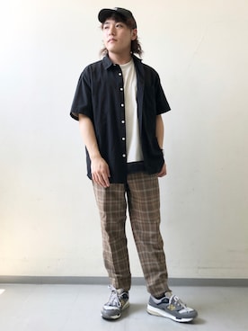 「FRUIT OF THE LOOM（フルーツオブザルーム）のアイテム（帽子）」を使った、さとすけさん（メンズ・163cm）の夏コーディネート