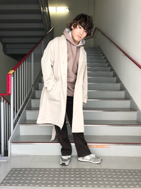 「URBAN RESEARCH」｜「アイテム（ステンカラーコート）」を使った、さとすけさん（メンズ・164cm）の冬コーディネート