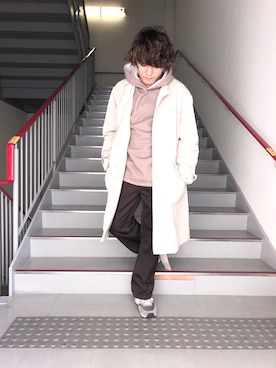 「URBAN RESEARCH」｜「アイテム（ステンカラーコート）」を使った、さとすけさん（メンズ・164cm）の冬コーディネート