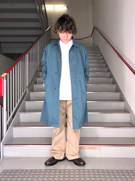 「URBAN RESEARCH」｜「アイテム（ステンカラーコート）」を使った、さとすけさん（メンズ・164cm）の春コーディネート