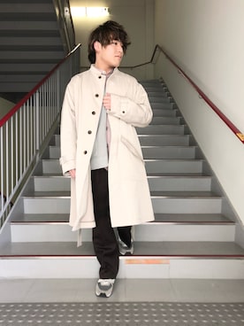 「URBAN RESEARCH」｜「アイテム（ステンカラーコート）」を使った、さとすけさん（メンズ・164cm）の冬コーディネート