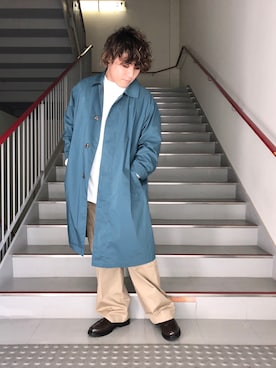 「URBAN RESEARCH」｜「アイテム（ステンカラーコート）」を使った、さとすけさん（メンズ・164cm）の春コーディネート