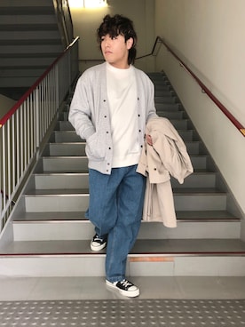 「URBAN RESEARCH」｜「アイテム（ステンカラーコート）」を使った、さとすけさん（メンズ・164cm）の冬コーディネート