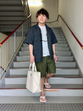 「FRUIT OF THE LOOM（フルーツオブザルーム）のアイテム（バッグ）」を使った、さとすけさん（メンズ・164cm）の春コーディネート