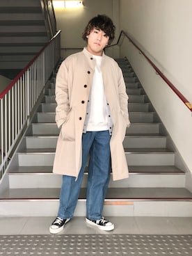 「URBAN RESEARCH」｜「アイテム（ステンカラーコート）」を使った、さとすけさん（メンズ・164cm）の冬コーディネート