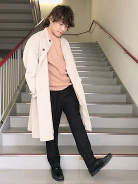 「URBAN RESEARCH」｜「アイテム（ステンカラーコート）」を使った、さとすけさん（メンズ・163cm）の冬コーディネート