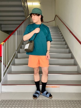 「BURLAP OUTFITTER（バーラップアウトフィッター）のアイテム（ショルダーバッグ）」を使った、さとすけさん（メンズ・164cm）の春コーディネート