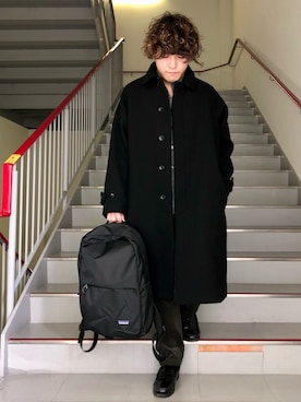 「patagonia」｜「アイテム（ステンカラーコート）」を使った、さとすけさん（メンズ・163cm）の冬コーディネート