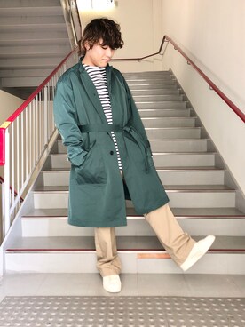 「URBAN RESEARCH」｜「アイテム（ステンカラーコート）」を使った、さとすけさん（メンズ・164cm）の冬コーディネート