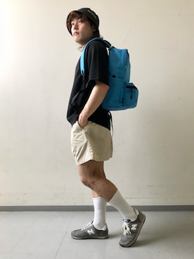 「FRUIT OF THE LOOM（フルーツオブザルーム）のアイテム（帽子）」を使った、さとすけさん（メンズ・163cm）の夏コーディネート