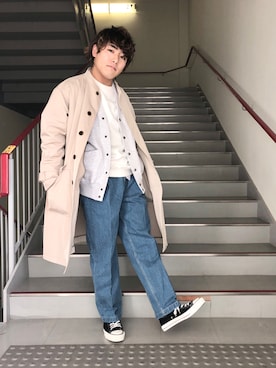 「URBAN RESEARCH」｜「アイテム（ステンカラーコート）」を使った、さとすけさん（メンズ・164cm）の冬コーディネート