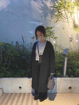 「coca（coca）（コカ）のアイテム（ノーカラーコート）」を使った、CHANKANAさん（レディース・162cm）の冬コーディネート