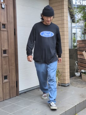 「COOKMAN（クックマン）のアイテム（パンツ）」を使った、アメイキさん（メンズ・177cm）の春コーディネート