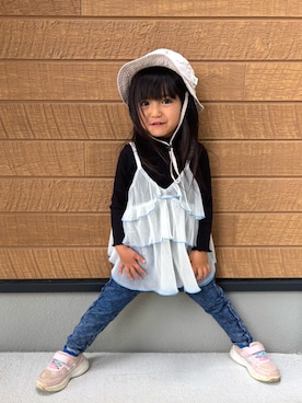 「no brand（ノーブランド）のアイテム（ハット）」を使った、sakuto/itoさん（キッズ・100cm）の春コーディネート