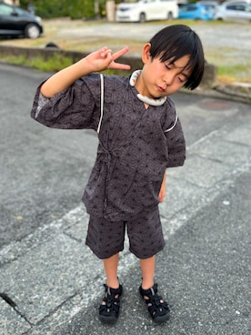 「アイテム（水着/着物・浴衣、グレー系）」を使った、tototo.さん（キッズ・120cm）の夏コーディネート
