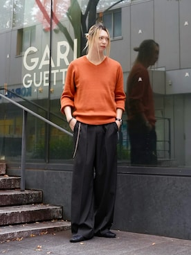 「アイテム（ニット/セーター）」を使った、SEIさん（メンズ・183cm）の秋コーディネート