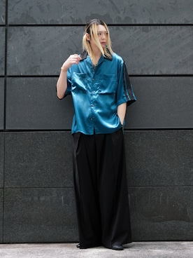 「CASPER JOHN（キャスパージョン）のアイテム（スラックス）」を使った、SEIさん（メンズ・183cm）の夏コーディネート