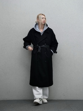 「アイテム（ステンカラーコート）」を使った、SEIさん（メンズ・183cm）の冬コーディネート