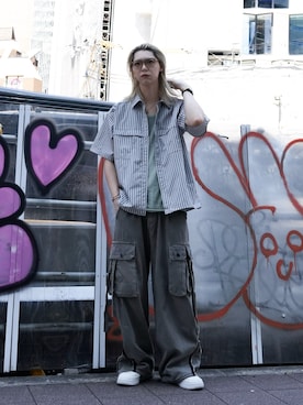 「CASPER JOHN（キャスパージョン）のアイテム（パンツ）」を使った、SEIさん（メンズ・183cm）の夏コーディネート