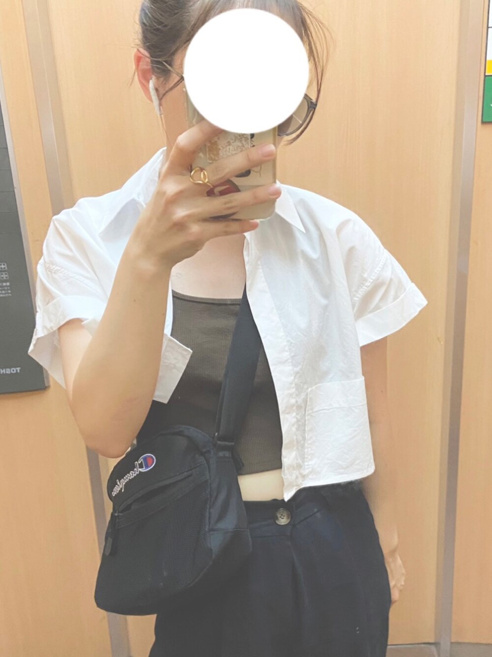 「休日スタイル、キレイめカジュアル、おでかけコーデ、シンプルスタイル、お祭り、低身長女子コーデ」｜「ZARAのフルレングスパンツ（スラックス、ブラック系）」を使った、Yukiさん（レディース・156cm）の夏コーディネートの1枚目の写真