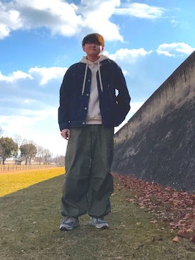 「HYKE」｜せーやさん（メンズ・174cm）の冬コーディネート