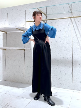 「春服デビュー宣言」｜「アイテム（サロペット/オーバーオール）」を使った、おかじ(ま)さん（レディース・160cm）の春コーディネート