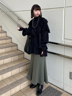 「PAPILLONNER（パピヨネ）のアイテム」を使った、おかじ(ま)さん（骨格ナチュラル・レディース・160cm）の冬コーディネート